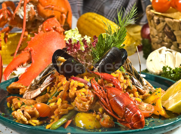 墨西哥人 海鮮 燴飯 米 蔬菜 食品 商業照片 © hanusst