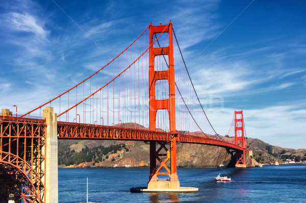 Golden Gate híd város San Francisco égbolt víz fa Stock fotó © hanusst