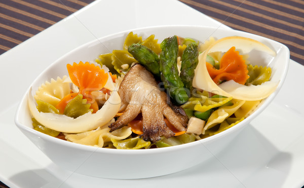 Italian pasta w asparagus, mushroom and parmesan Stock photo © hanusst