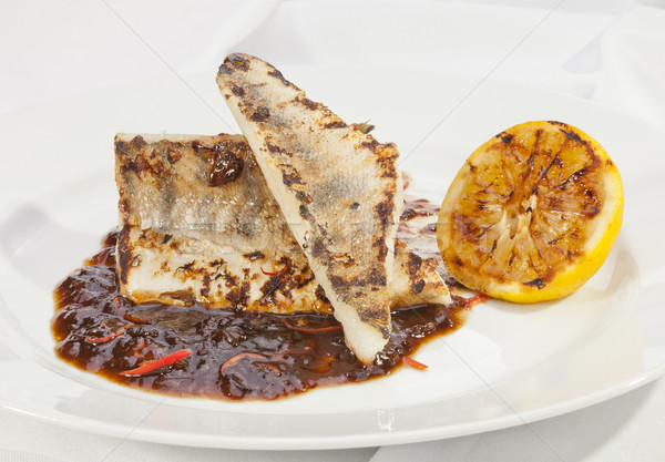 Grilled Pike perch with lemon Stock photo © hanusst