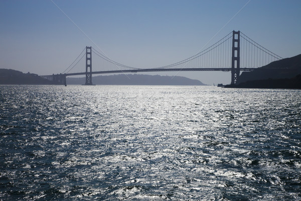 Golden Gate Köprüsü siluet San Francisco gökyüzü su yol Stok fotoğraf © hanusst
