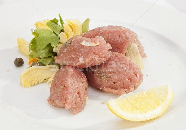 Kalbfleisch Steak grünen Abendessen Platte Fleisch Stock foto © hanusst
