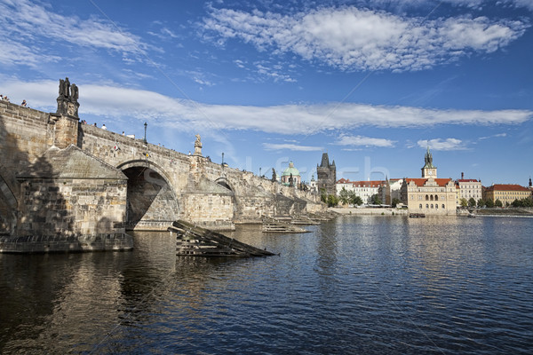Prag köprü kule su ışık taş Stok fotoğraf © hanusst