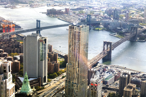 új város híd Manhattan égbolt iroda Stock fotó © hanusst