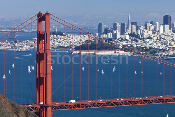 San Francisco panoráma Golden Gate híd üzlet víz város Stock fotó © hanusst
