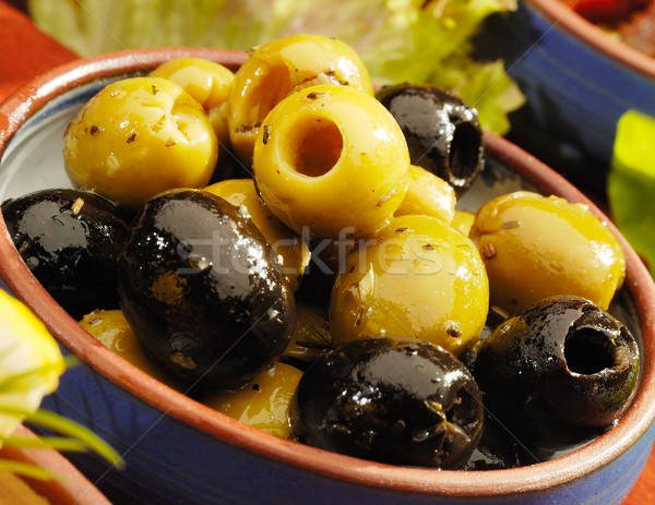 Marinado aceitunas verde aceitunas negras frutas fondo Foto stock © hanusst