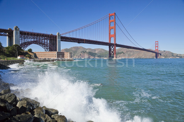 Golden Gate Bridge vagues San Francisco ciel eau route [[stock_photo]] © hanusst