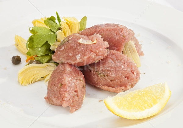 Stock foto: Kalbfleisch · Steak · frischen · Abendessen · rot · Platte
