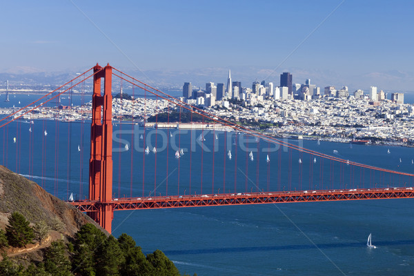 San Francisco Panorama w the Golden Gate bridge Stock photo © hanusst