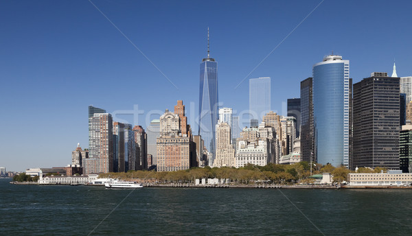 Foto stock: Nueva · York · centro · de · la · ciudad · torre · de · la · libertad · 2014 · horizonte · tarde