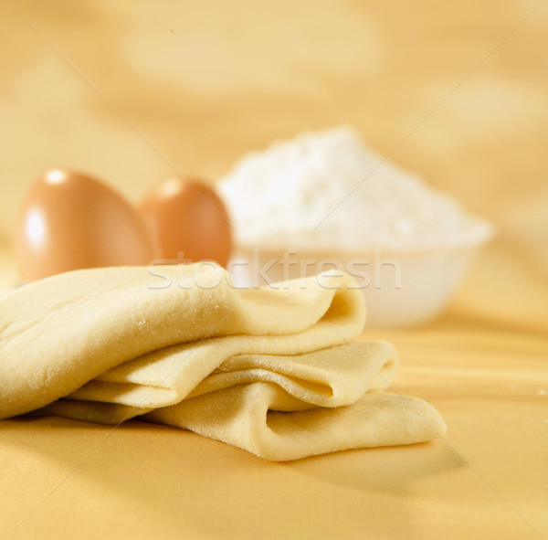 Phyllo pastry dough, eggs and flour Stock photo © hanusst