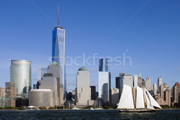 New York belváros Freedom Tower 2014 sziluett délután Stock fotó © hanusst