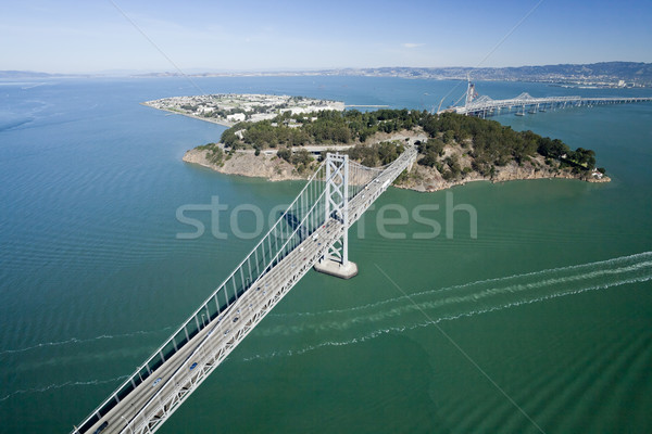 San Francisco Bay bridge aerial view w Treasure Island Stock photo © hanusst