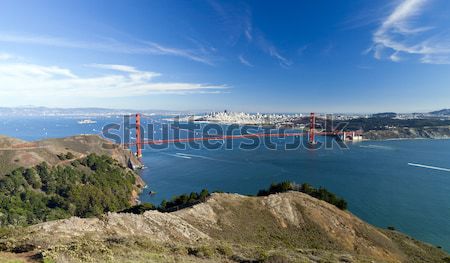 San Francisco Panorama Golden Gate Bridge Business Strand Himmel Stock foto © hanusst