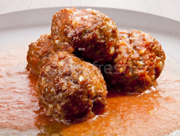Boulettes de viande sauce tomate frit alimentaire santé restaurant Photo stock © hanusst