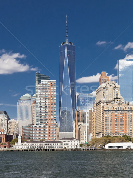 New York City centrul orasului freedom tower 2014 orizont dupa amiaza Imagine de stoc © hanusst