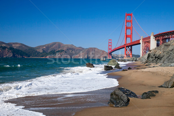 [[stock_photo]]: Golden · Gate · Bridge · vagues · San · Francisco · ciel · eau · route