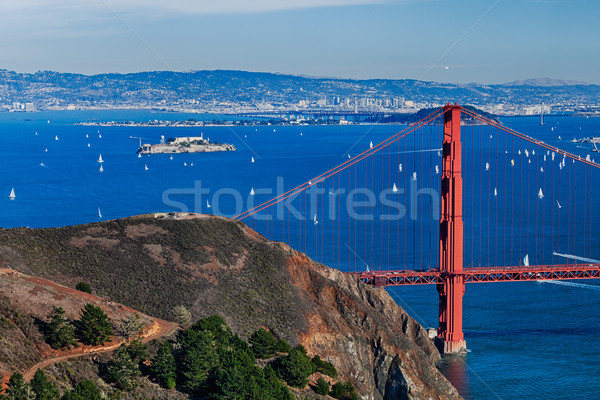 The Golden Gate Bridge, Oakland City and Alcatraz Stock photo © hanusst