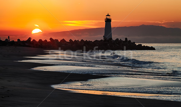 サンタクロース 灯台 午前 雲 日没 風景 ストックフォト © hanusst
