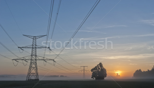 Elettrica nucleare centrale elettrica drammatico sunrise Foto d'archivio © hanusst