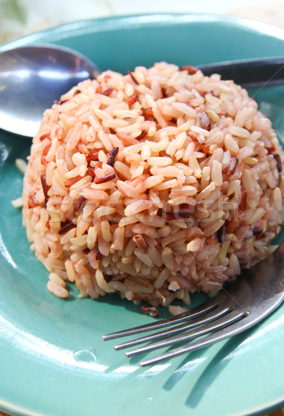 Placa marrón cocido arroz naturaleza rojo Foto stock © happydancing