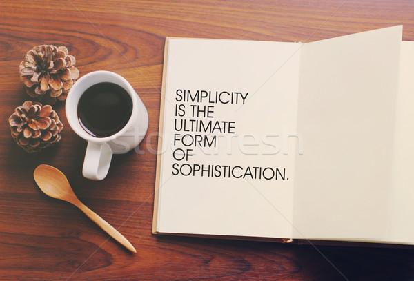 Inspirational motivating quote on notebook and coffee with retro Stock photo © happydancing