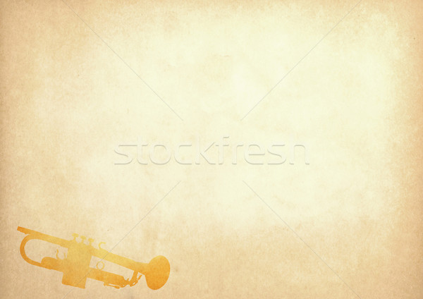 Grunge image of trumpet from old paper with copy space Stock photo © happydancing