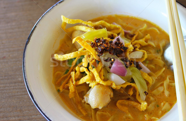Khao soy a famous noodle of northern thailand Stock photo © happydancing