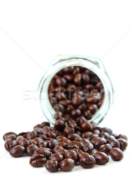 Foto stock: Granos · de · café · vidrio · jar · blanco · salud · beber