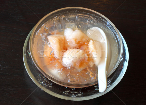 Stock photo: Chilled Santol in scented Syrup with spoon