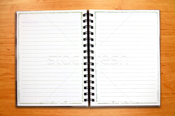 blank white binder notebook on wooden background Stock photo © happydancing