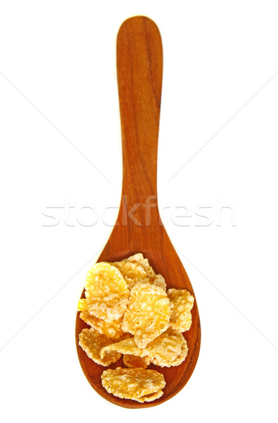 wooden spoon with corn flakes isolated on white background  Stock photo © happydancing
