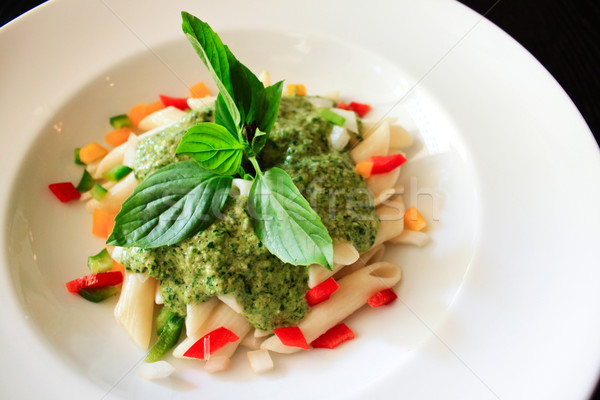 Pasta with spinach cream sauce Stock photo © happydancing