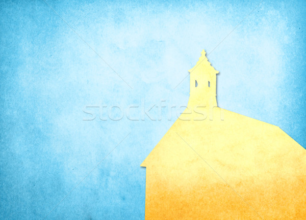 Grunge image of church from old paper with copy space Stock photo © happydancing