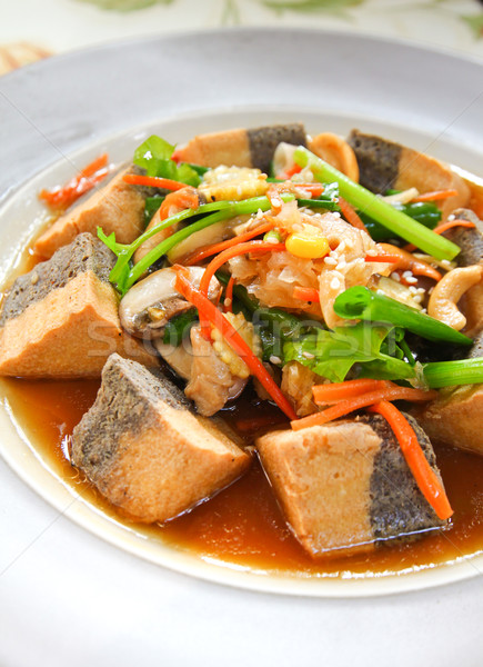 healthy food with tofu and vegetable Stock photo © happydancing