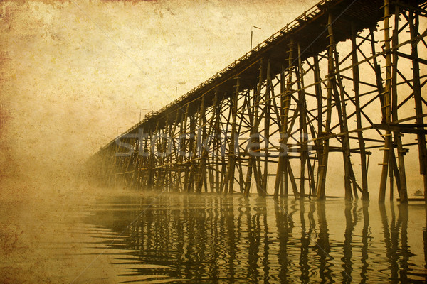 structure of longest wooden bridge in old image Stock photo © happydancing
