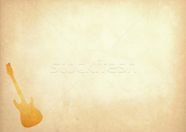 Stock photo: Grunge image of electric guitar from old paper with copyspace
