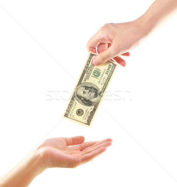 Hand giving money to other hand isolated on white Stock photo © happydancing