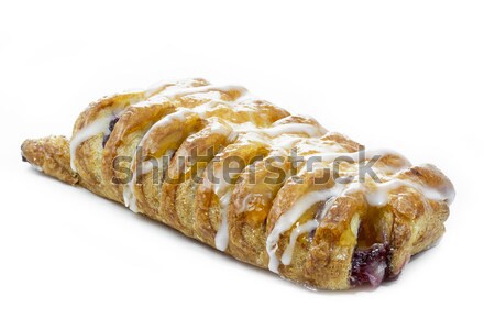 Stock photo: Danish pastry with raspberries and mascarpone