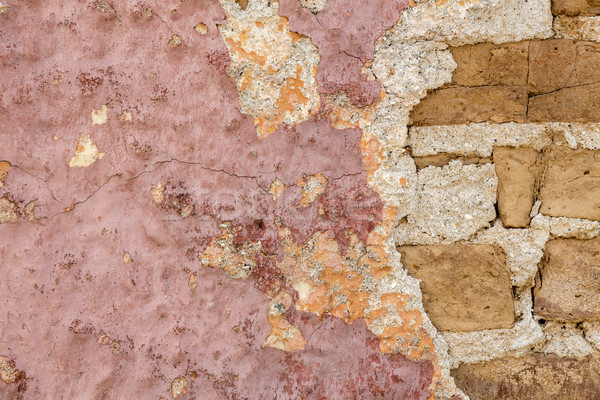 Stock photo: Weathered painted wall as grunge background