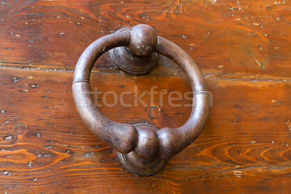 Old metal door handle and knocker Stock photo © haraldmuc