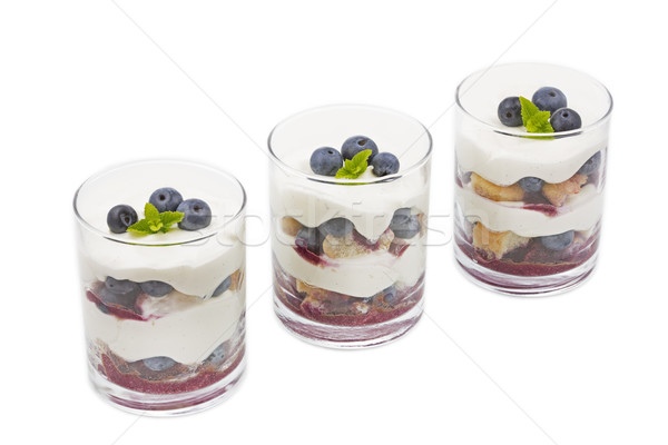 Blueberry Mascarpone Dessert in a glass Stock photo © haraldmuc