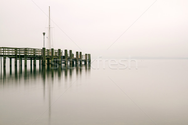 Jetty at lake Chiemsee, Germany, long time exposure Stock photo © haraldmuc