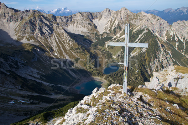 Summit cross of the 'Gumpenkarspitze' peak, Bavaria Stock photo © haraldmuc