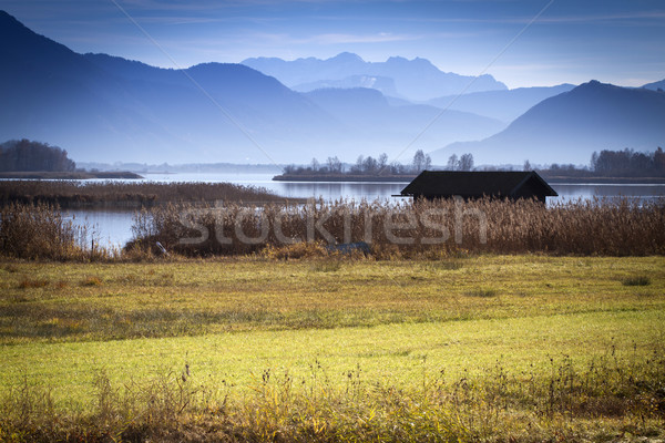 Autumn on lake Chiemsee with view to the bavarian alps Stock photo © haraldmuc