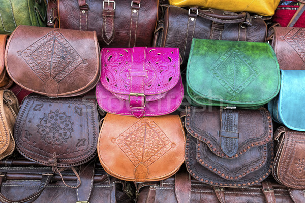 Stock photo: Handmade leather bags, Morocco