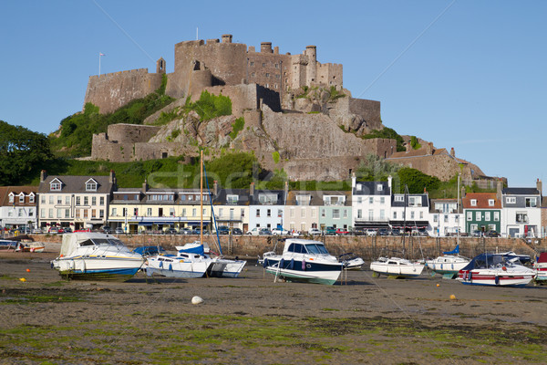 The small town of Gorey with Mont Orgueil Castle, Jersey, UK Stock photo © haraldmuc