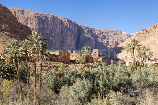 Moroccan landscape with old village Stock photo © haraldmuc