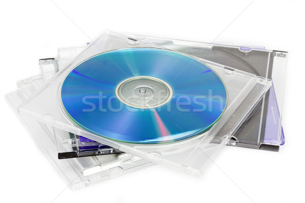 Kompakt cd-k tok műanyag zene otthon Stock fotó © haraldmuc