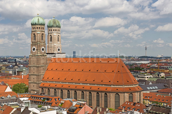 Templom hölgy München Németország égbolt város Stock fotó © haraldmuc